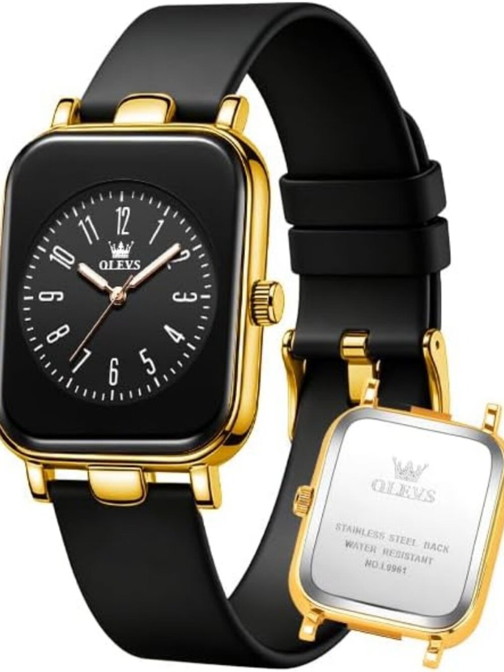 Women's Gold Black Fashion Silicone Strap Elegant Dress Dainty Quartz Watches